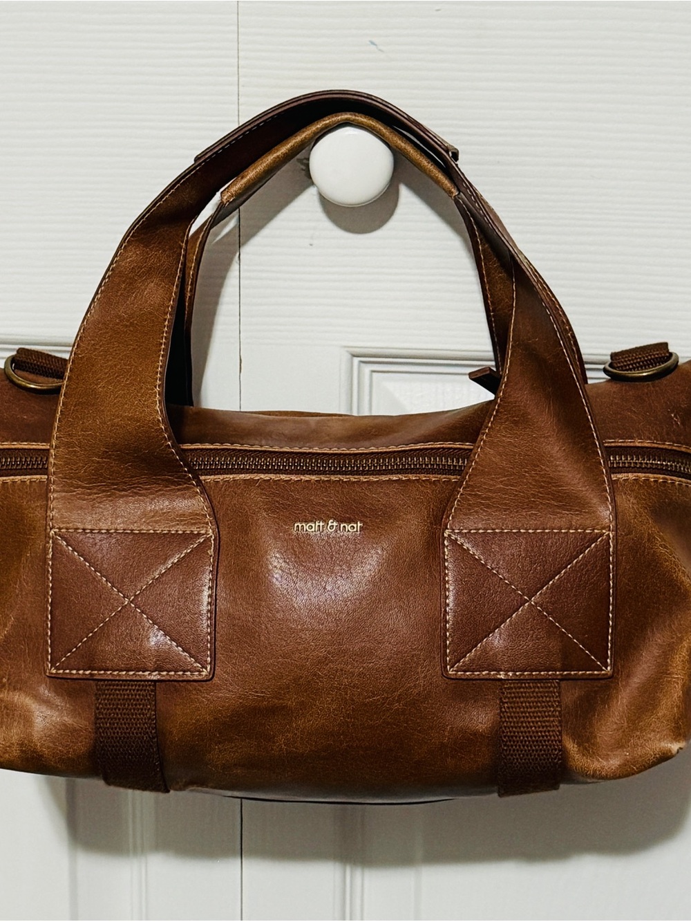 Matt & Nat Brown Vegan Leather Barrel Travel Bag